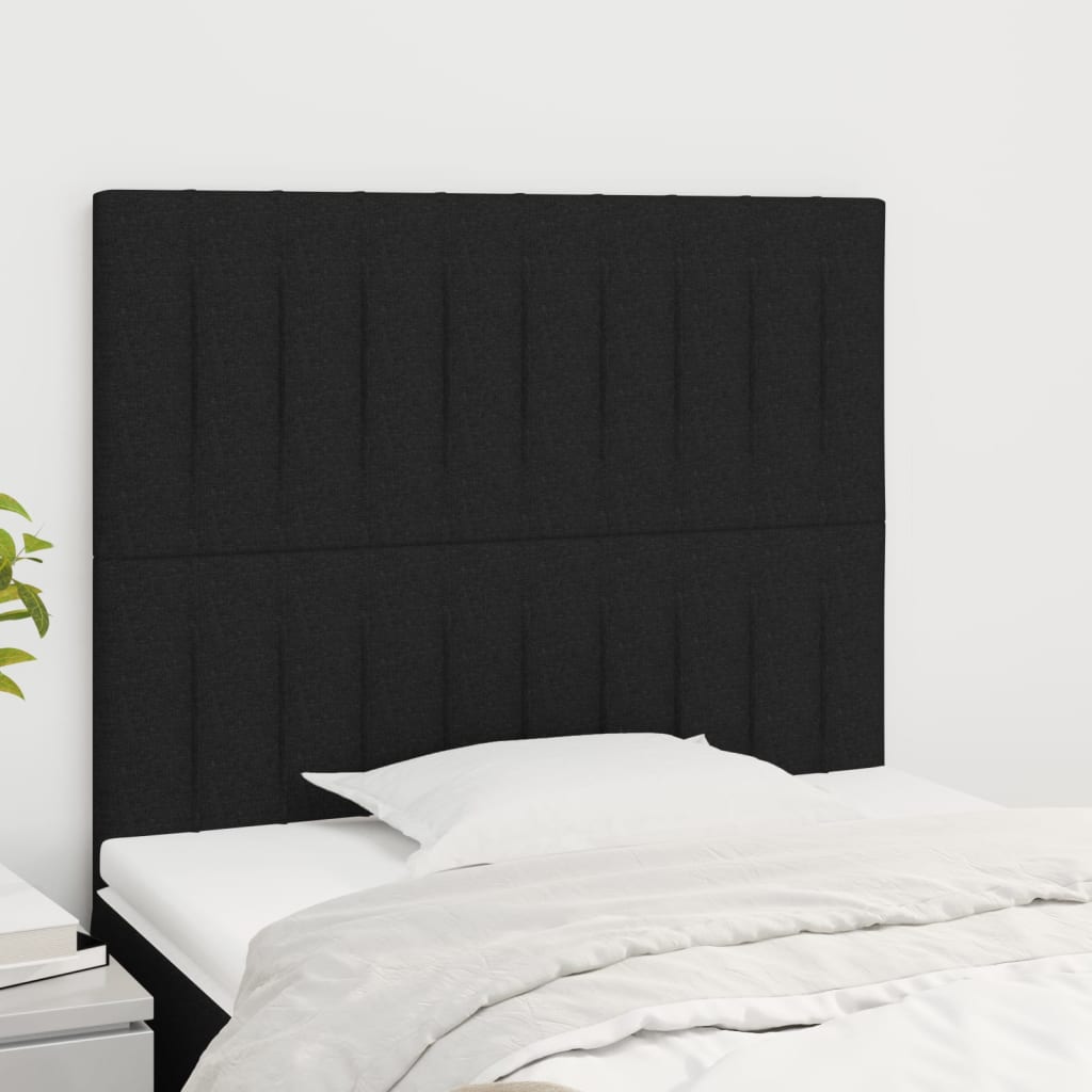 Čela Postele 4 Ks Černá 72 X 5 X 78/88 Cm Textil Černá