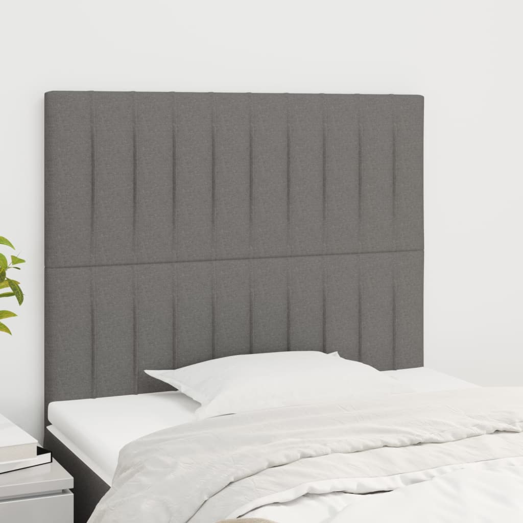 Čelo Postele 2 Ks Tmavě Šed 90X5X78/88 Cm Textil Tmavě Šedá