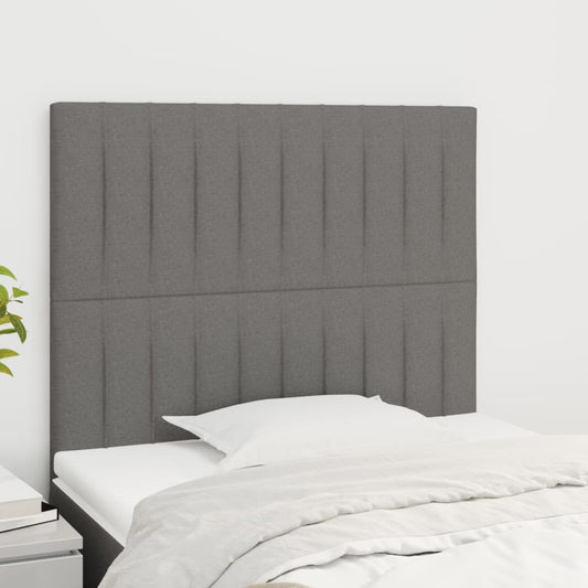Čelo Postele 2 Ks Tmavě Šed 90X5X78/88 Cm Textil Tmavě Šedá