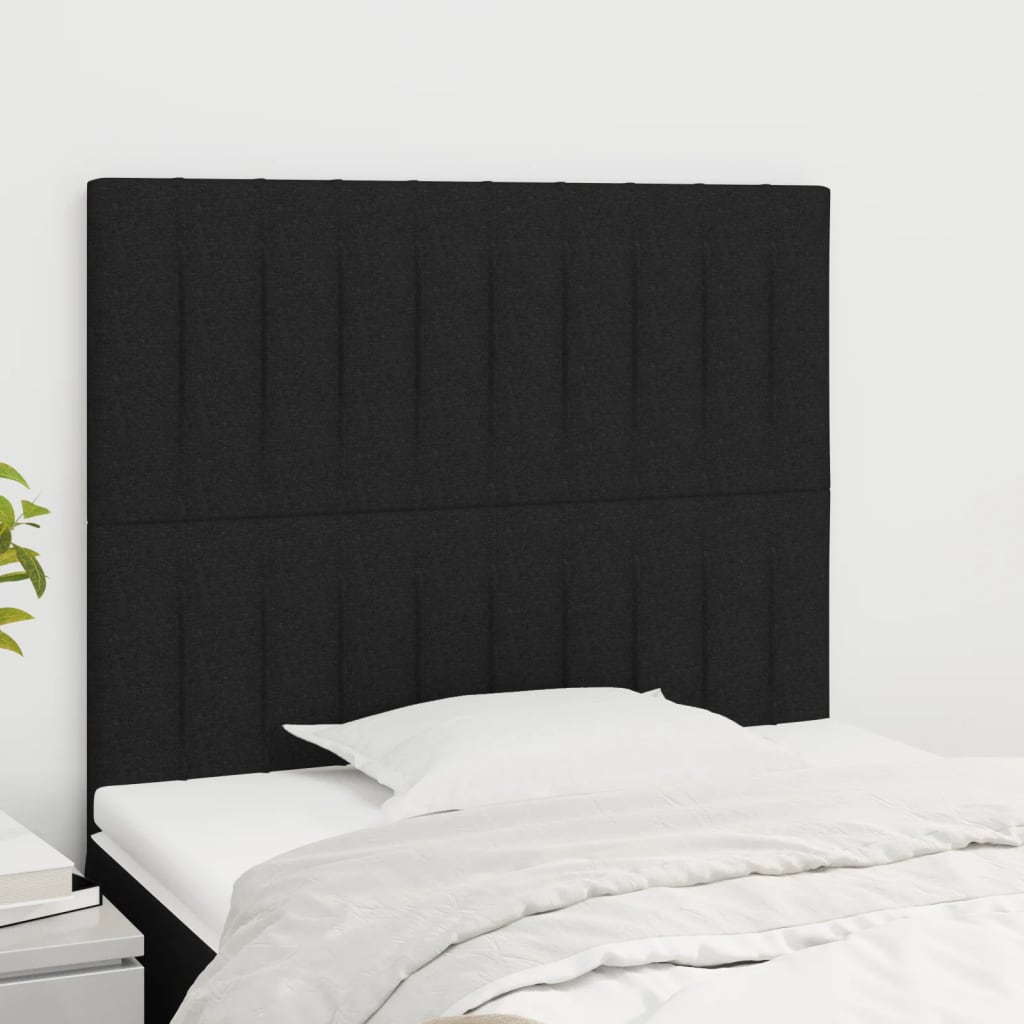 Čela Postele 4 Ks Černá 72 X 5 X 78/88 Cm Textil Černá
