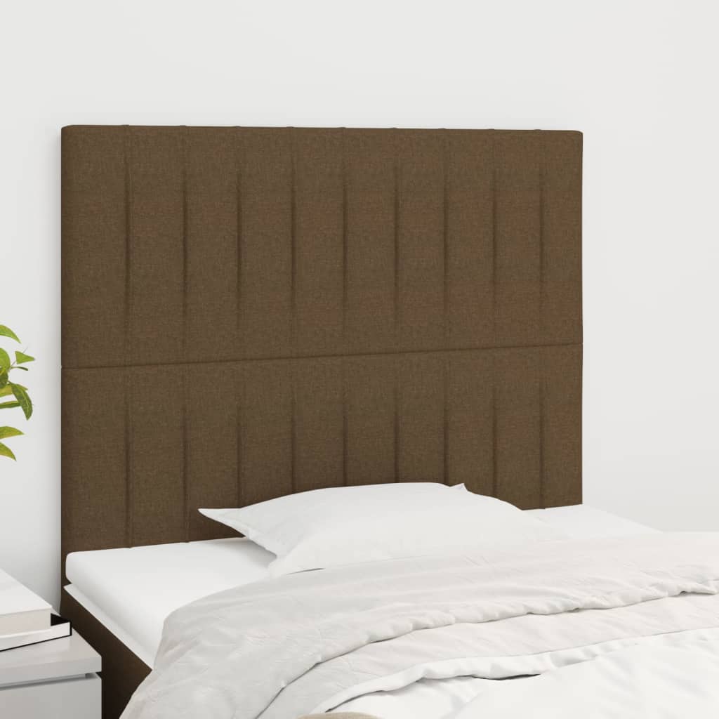 Čelo Postele 4 Ks Tmavě Hnědé 90X5X78/88 Cm Textil Tmavě Hnědá