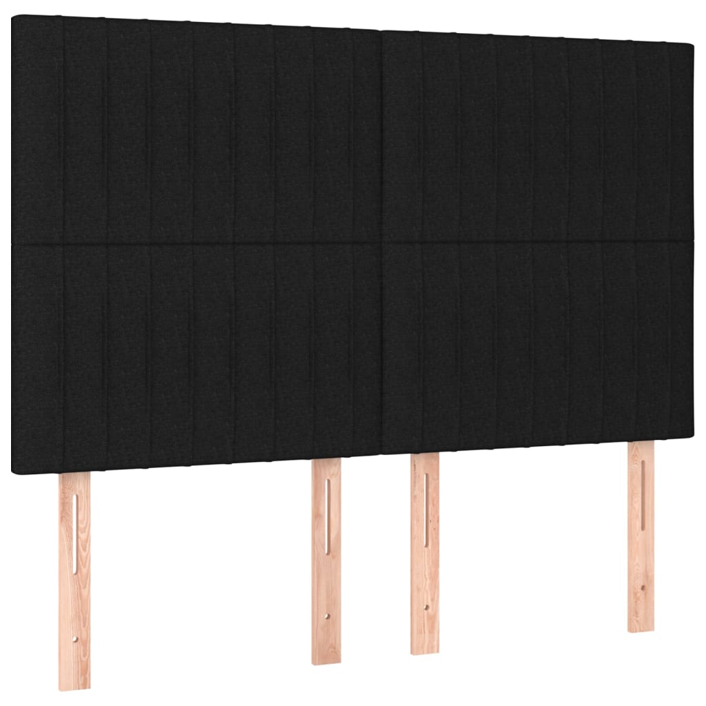 Čela Postele 4 Ks Černá 72 X 5 X 78/88 Cm Textil Černá