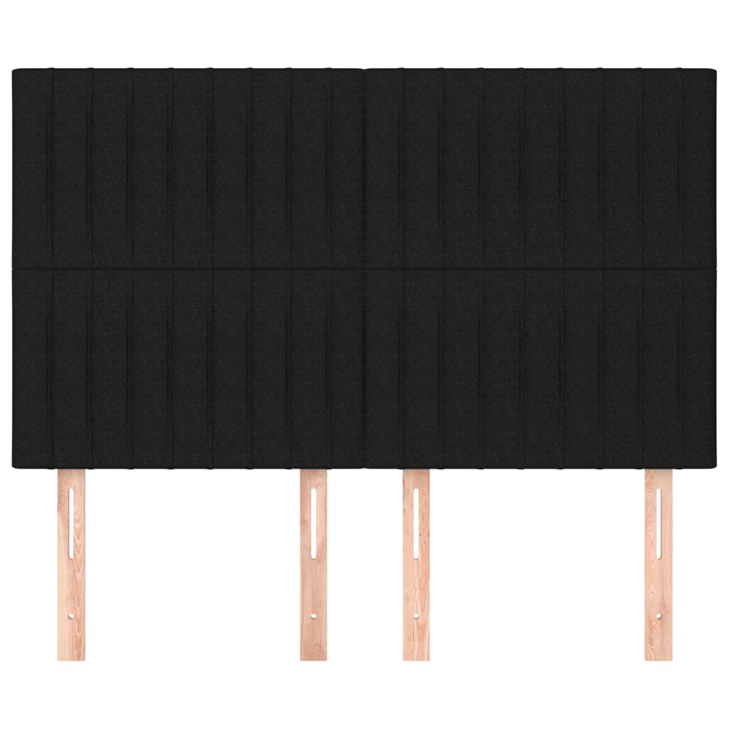 Čela Postele 4 Ks Černá 72 X 5 X 78/88 Cm Textil Černá