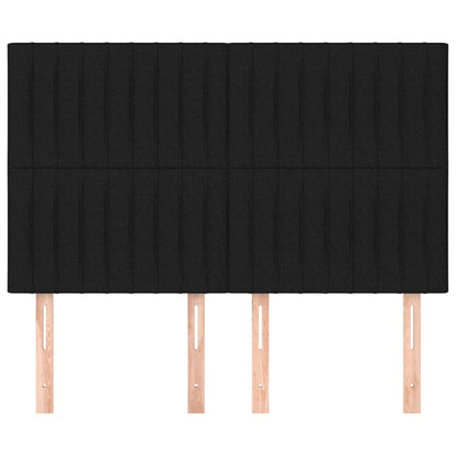 Čela Postele 4 Ks Černá 72 X 5 X 78/88 Cm Textil Černá