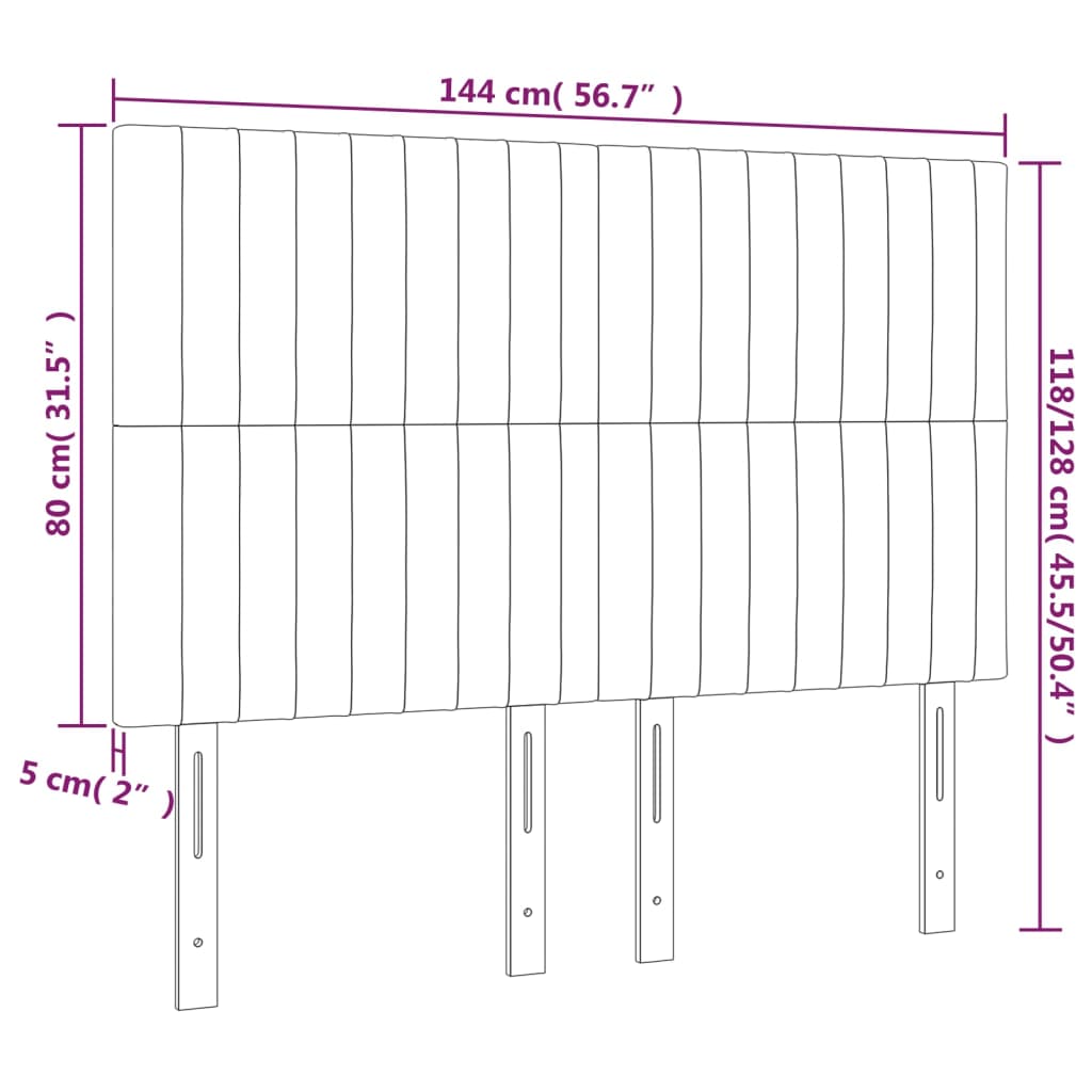 Čela Postele 4 Ks Černá 72 X 5 X 78/88 Cm Textil Černá