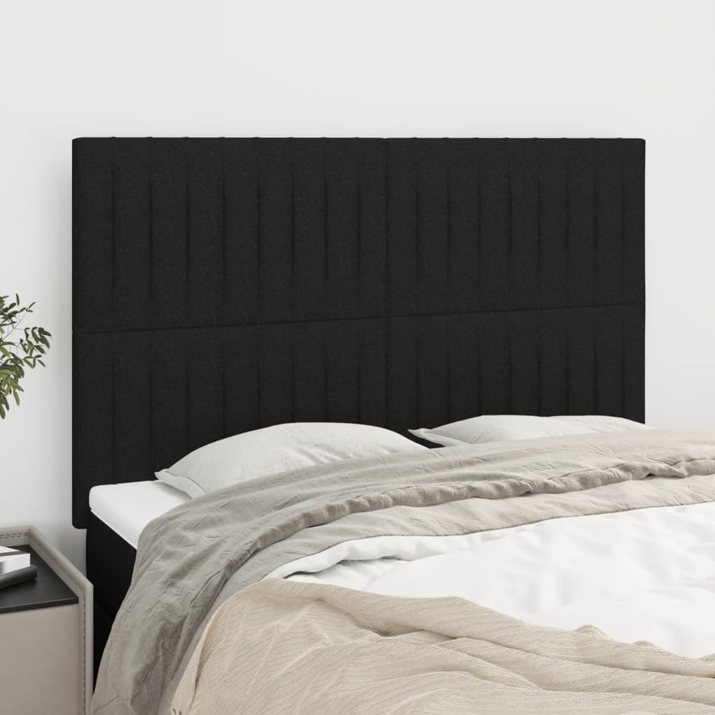 Čela Postele 4 Ks Černá 72 X 5 X 78/88 Cm Textil Černá