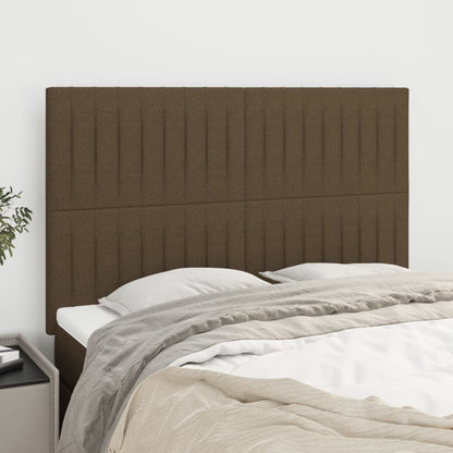 Čelo Postele 4 Ks Tmavě Hnědé 90X5X78/88 Cm Textil Tmavě Hnědá