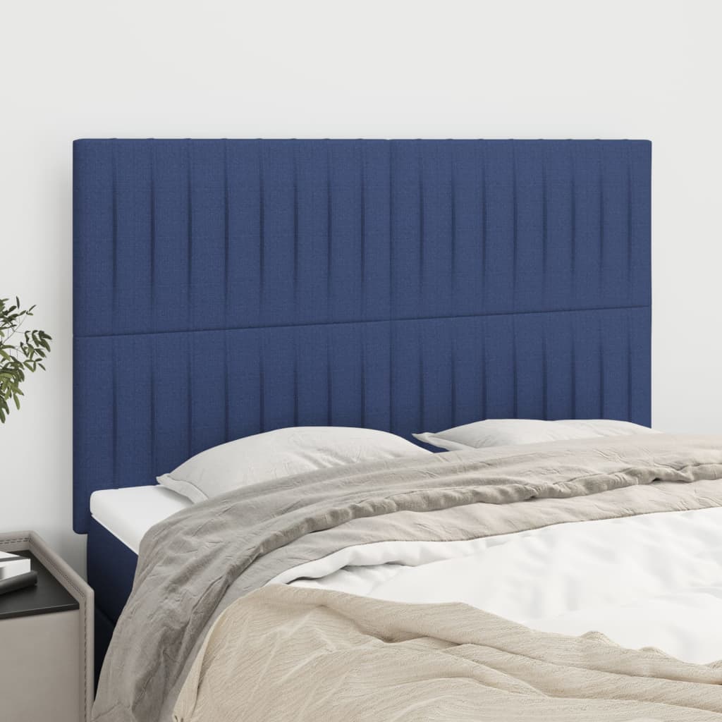 Čelo Postele 2 Ks Modré 90X5X78/88 Cm Textil Modrá
