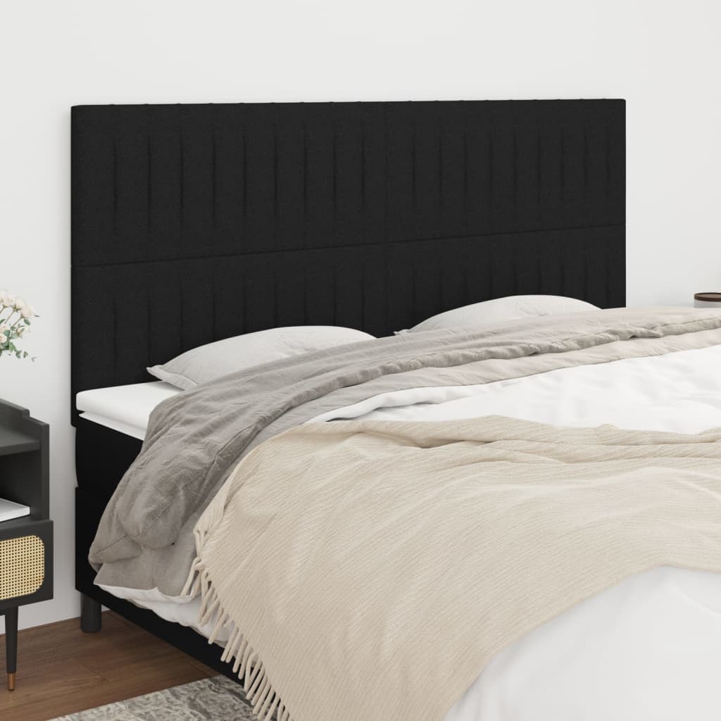 Čela Postele 4 Ks Černá 72 X 5 X 78/88 Cm Textil Černá