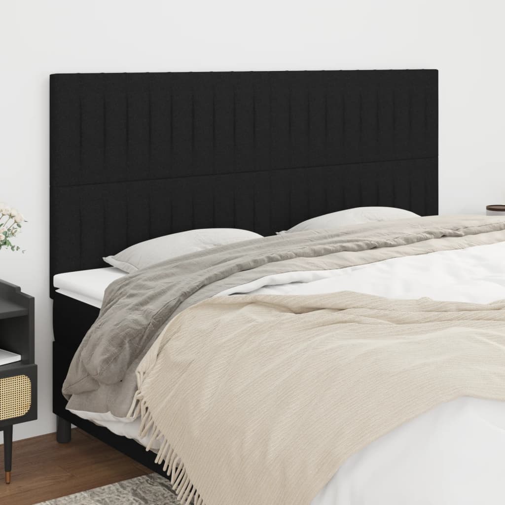Čela Postele 4 Ks Černá 72 X 5 X 78/88 Cm Textil Černá