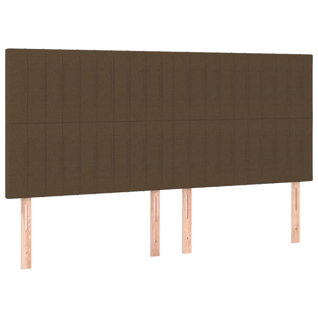Čelo Postele 4 Ks Tmavě Hnědé 90X5X78/88 Cm Textil Tmavě Hnědá