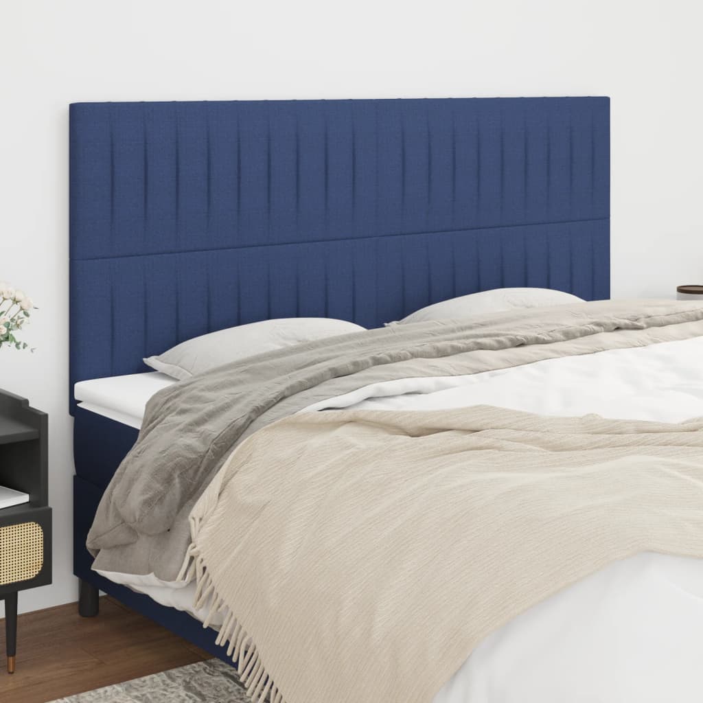 Čelo Postele 2 Ks Modré 90X5X78/88 Cm Textil Modrá