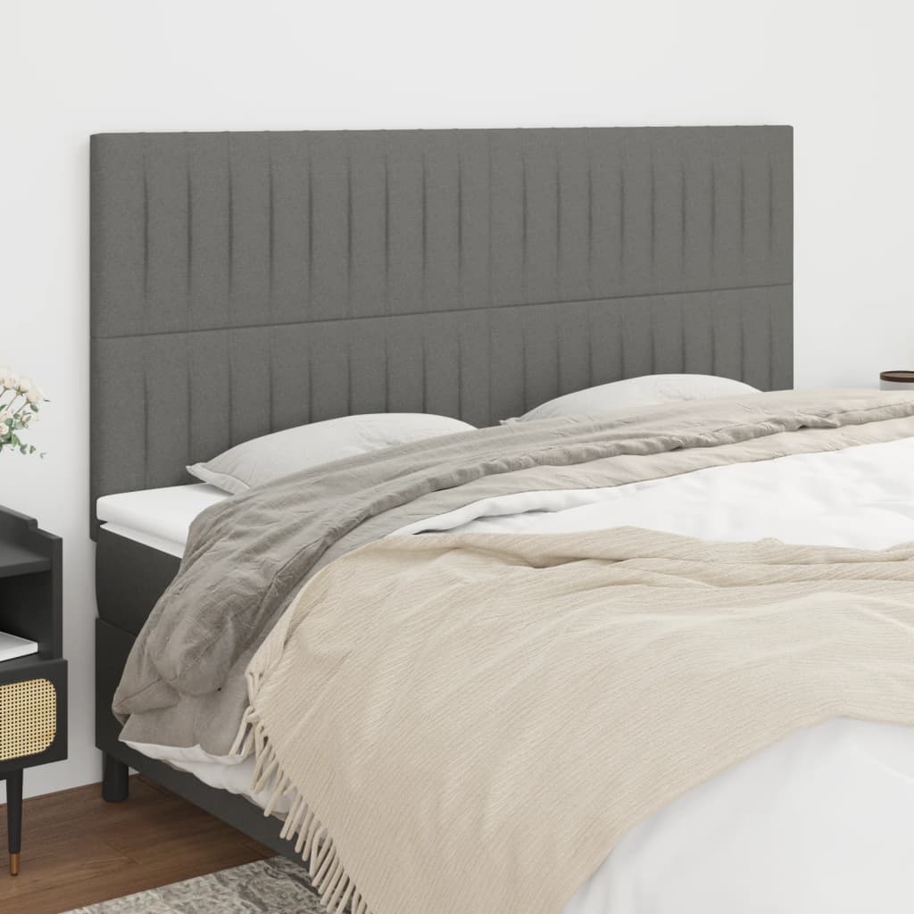 Čelo Postele 2 Ks Tmavě Šed 90X5X78/88 Cm Textil Tmavě Šedá