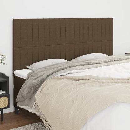 Čelo Postele 4 Ks Tmavě Hnědé 90X5X78/88 Cm Textil Tmavě Hnědá