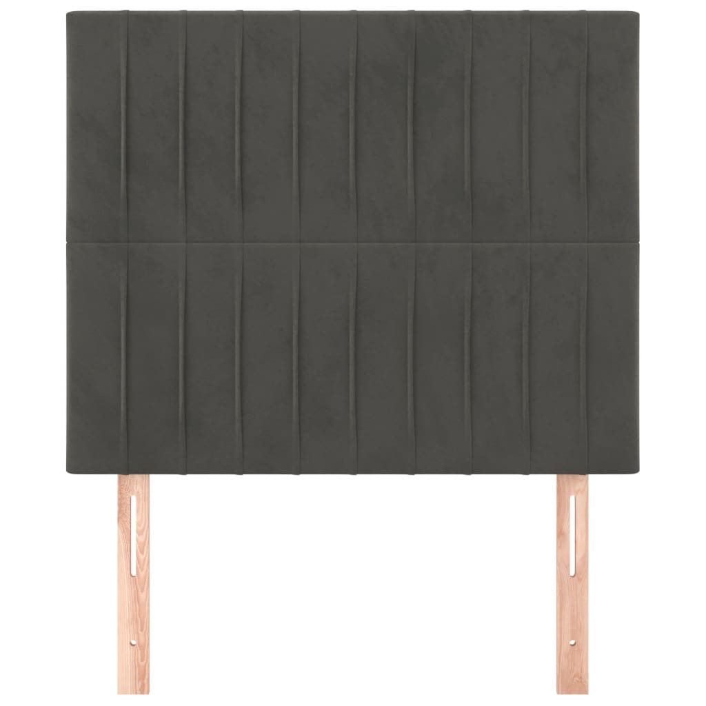 Čelo Postele 2 Ks Tmavě Šedé 80 X 5 X 78/88 Cm Samet Tmavě Šedá