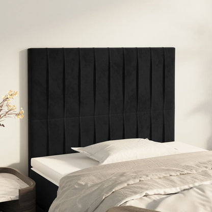 Čelo Postele 2 Ks Černé 90X5X78/88 Cm Samet Černá
