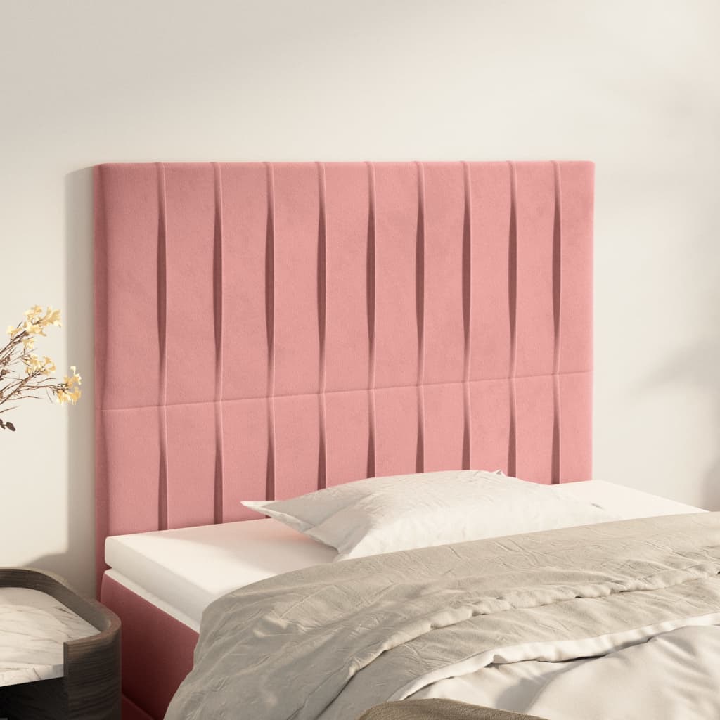 Čelo Postele 2 Ks Růžové 100X5X78/88 Cm Samet Růžová