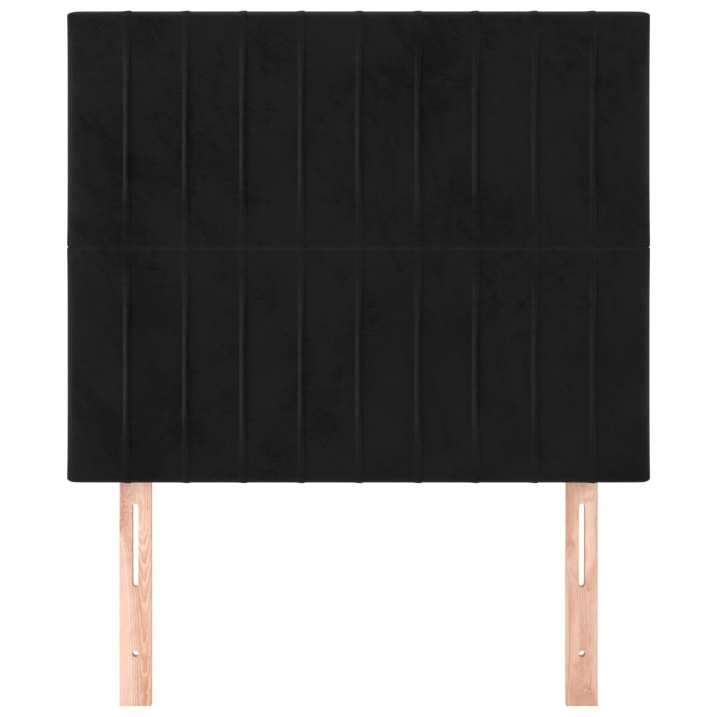 Čelo Postele 2 Ks Černé 90X5X78/88 Cm Samet Černá
