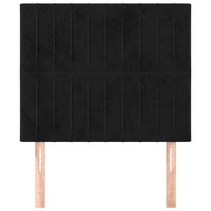 Čelo Postele 2 Ks Černé 90X5X78/88 Cm Samet Černá