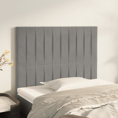 Čelo Postele 4 Ks Světle Šedé 100 X 5 X 78/88 Cm Samet Světle Šedá