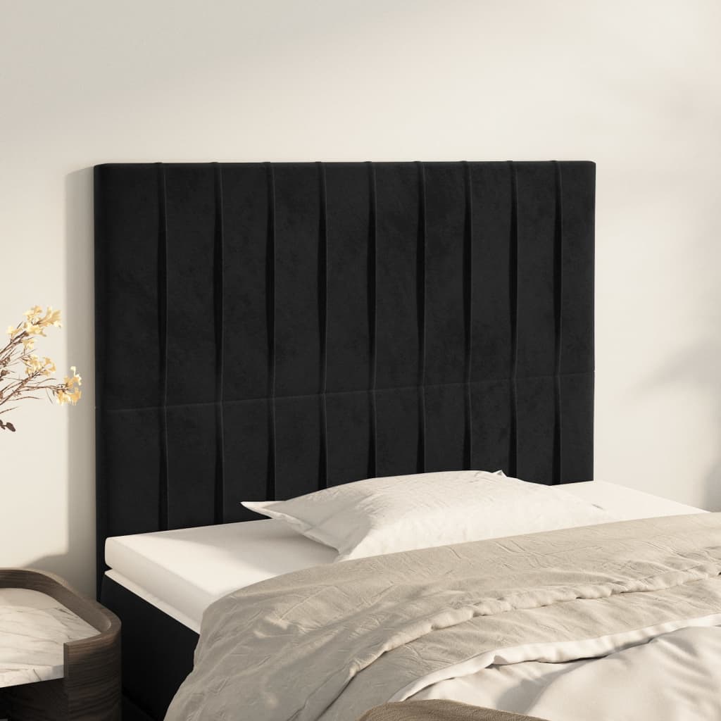 Čelo Postele 2 Ks Černé 90X5X78/88 Cm Samet Černá