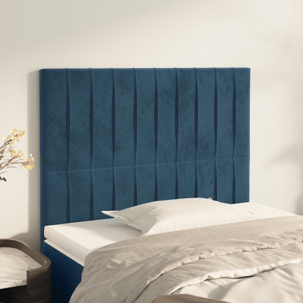 Čela Postele 4 Ks Tmavě Modrá 72 X 5 X 78/88 Cm Samet Tmavě Moddrá