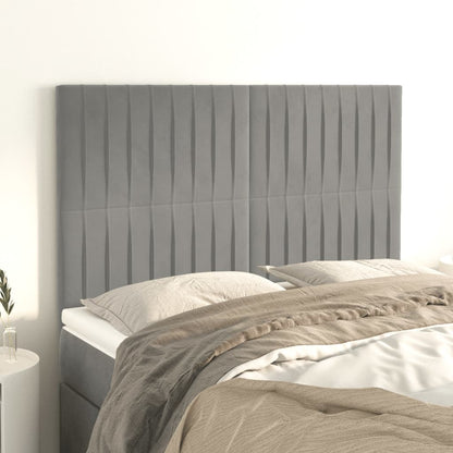 Čelo Postele 4 Ks Světle Šedé 100 X 5 X 78/88 Cm Samet Světle Šedá