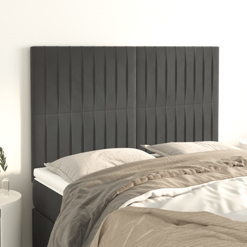Čelo Postele 2 Ks Tmavě Šedé 80 X 5 X 78/88 Cm Samet Tmavě Šedá