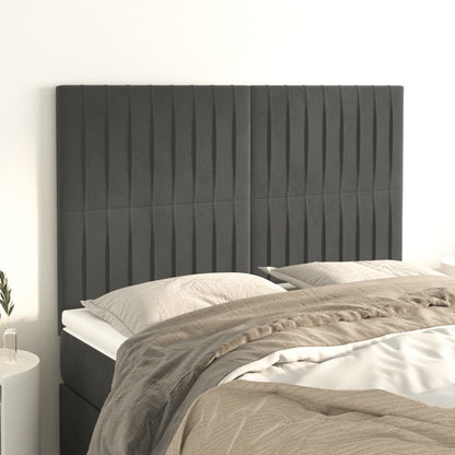 Čelo Postele 2 Ks Tmavě Šedé 80 X 5 X 78/88 Cm Samet Tmavě Šedá
