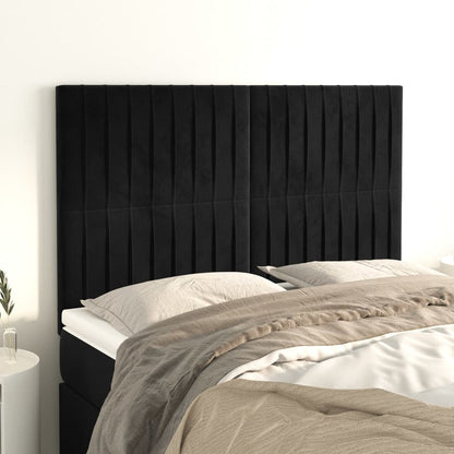 Čelo Postele 2 Ks Černé 90X5X78/88 Cm Samet Černá