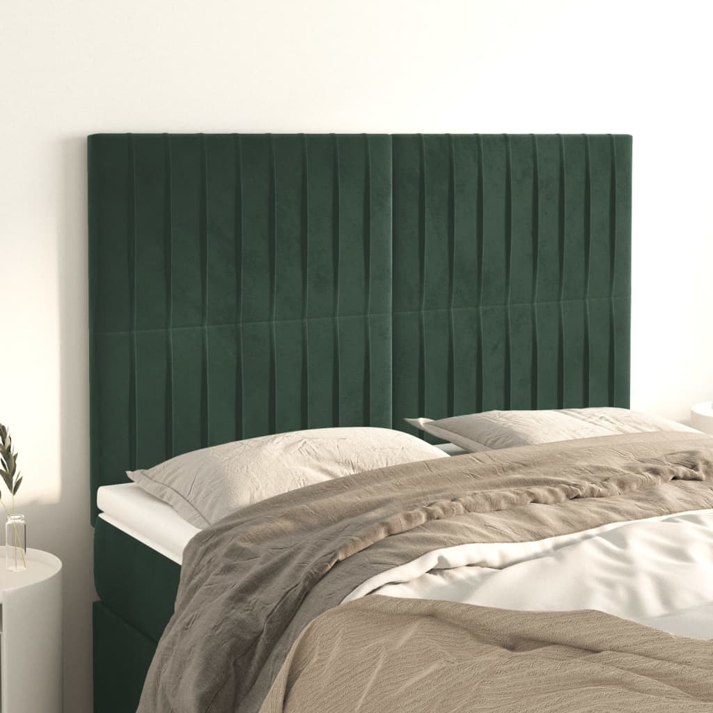 Čelo Postele 2 Ks Tmavě Zelené 80 X 5 X 78/88 Cm Samet Tmavě Zelená