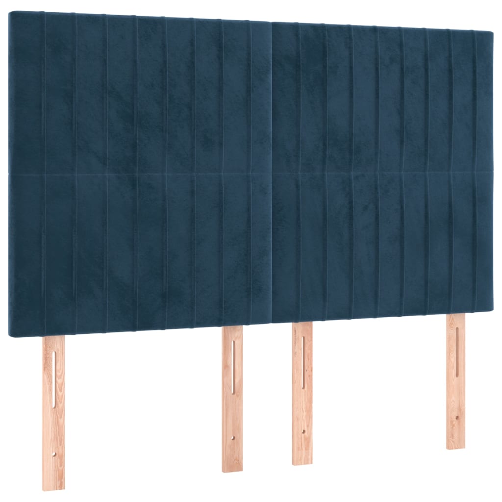 Čela Postele 4 Ks Tmavě Modrá 72 X 5 X 78/88 Cm Samet Tmavě Moddrá
