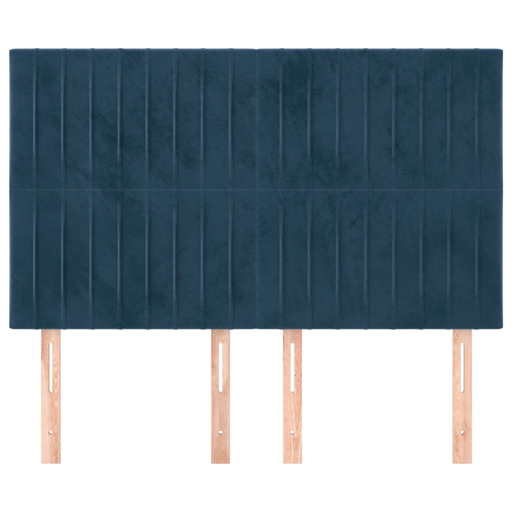 Čela Postele 4 Ks Tmavě Modrá 72 X 5 X 78/88 Cm Samet Tmavě Moddrá