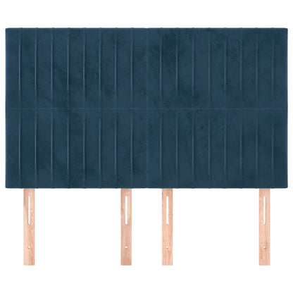 Čela Postele 4 Ks Tmavě Modrá 72 X 5 X 78/88 Cm Samet Tmavě Moddrá