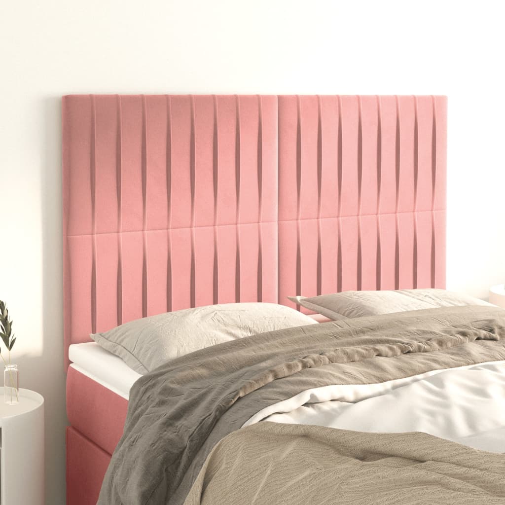 Čelo Postele 2 Ks Růžové 100X5X78/88 Cm Samet Růžová