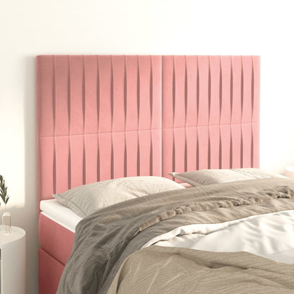 Čelo Postele 2 Ks Růžové 100X5X78/88 Cm Samet Růžová