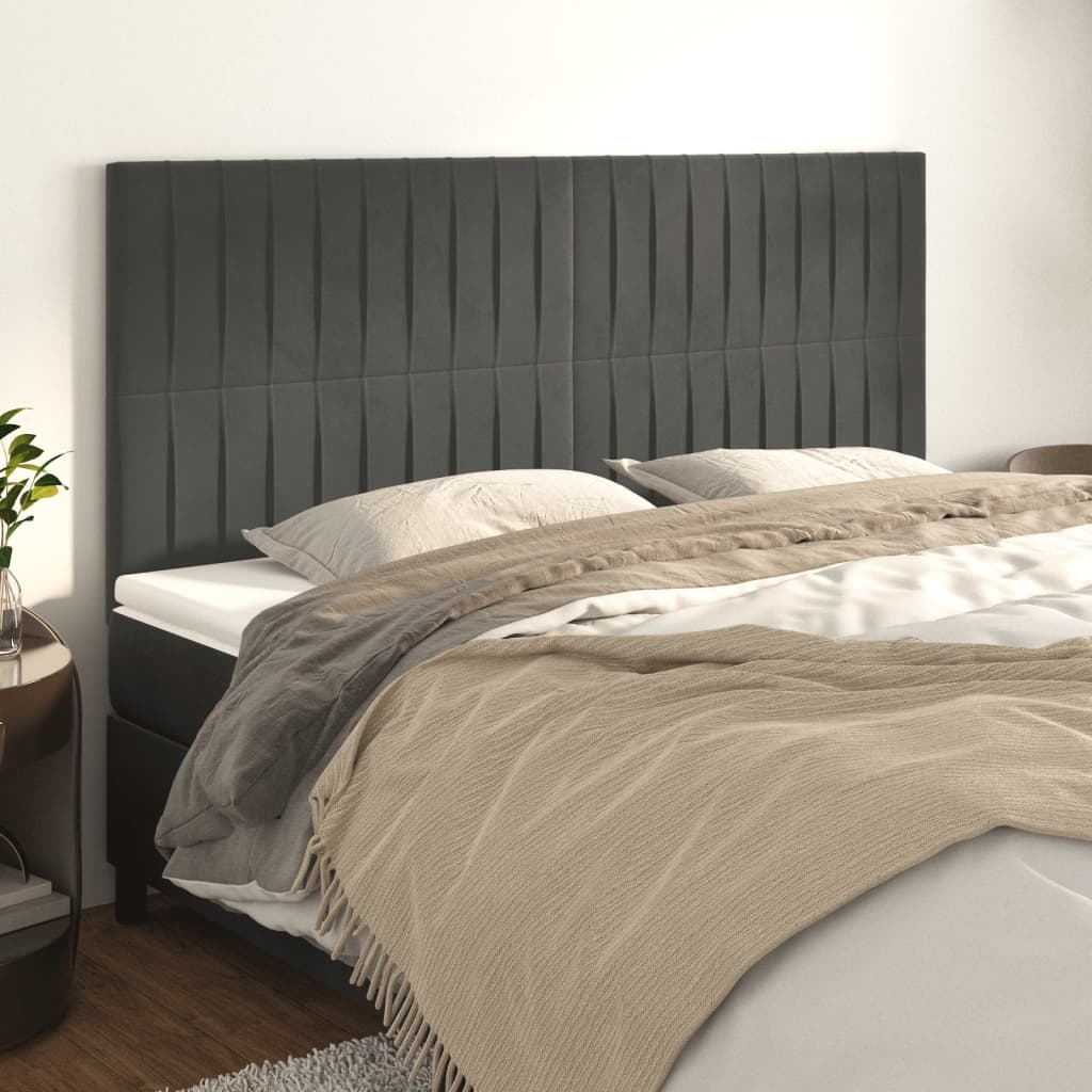Čelo Postele 2 Ks Tmavě Šedé 80 X 5 X 78/88 Cm Samet Tmavě Šedá