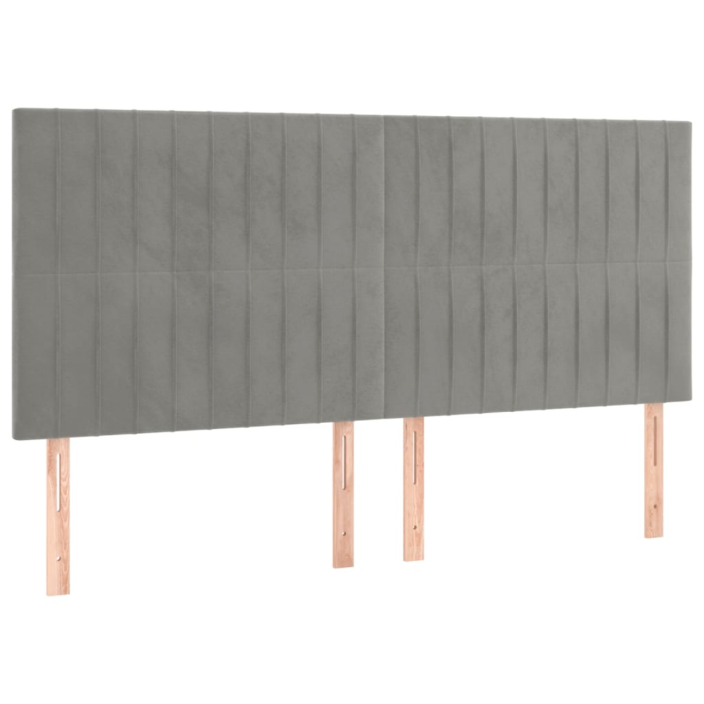 Čelo Postele 4 Ks Světle Šedé 100 X 5 X 78/88 Cm Samet Světle Šedá