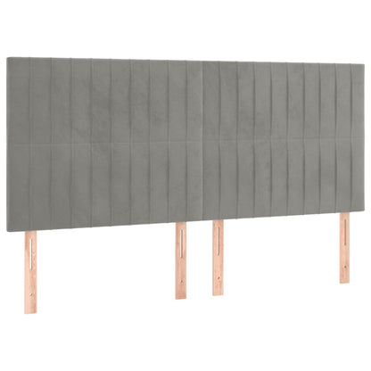Čelo Postele 4 Ks Světle Šedé 100 X 5 X 78/88 Cm Samet Světle Šedá