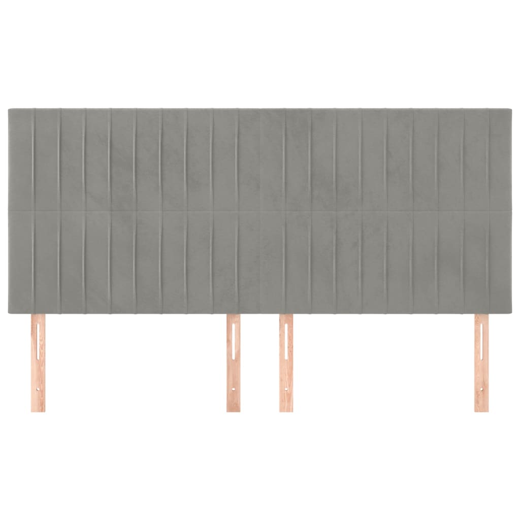 Čelo Postele 4 Ks Světle Šedé 100 X 5 X 78/88 Cm Samet Světle Šedá