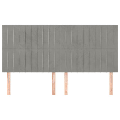 Čelo Postele 4 Ks Světle Šedé 100 X 5 X 78/88 Cm Samet Světle Šedá