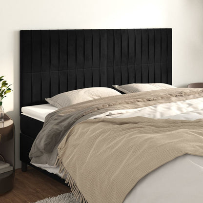 Čelo Postele 2 Ks Černé 90X5X78/88 Cm Samet Černá