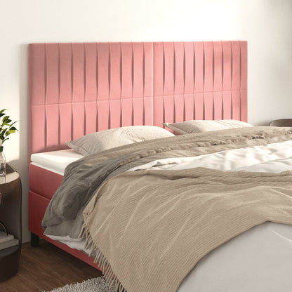 Čelo Postele 2 Ks Růžové 100X5X78/88 Cm Samet Růžová