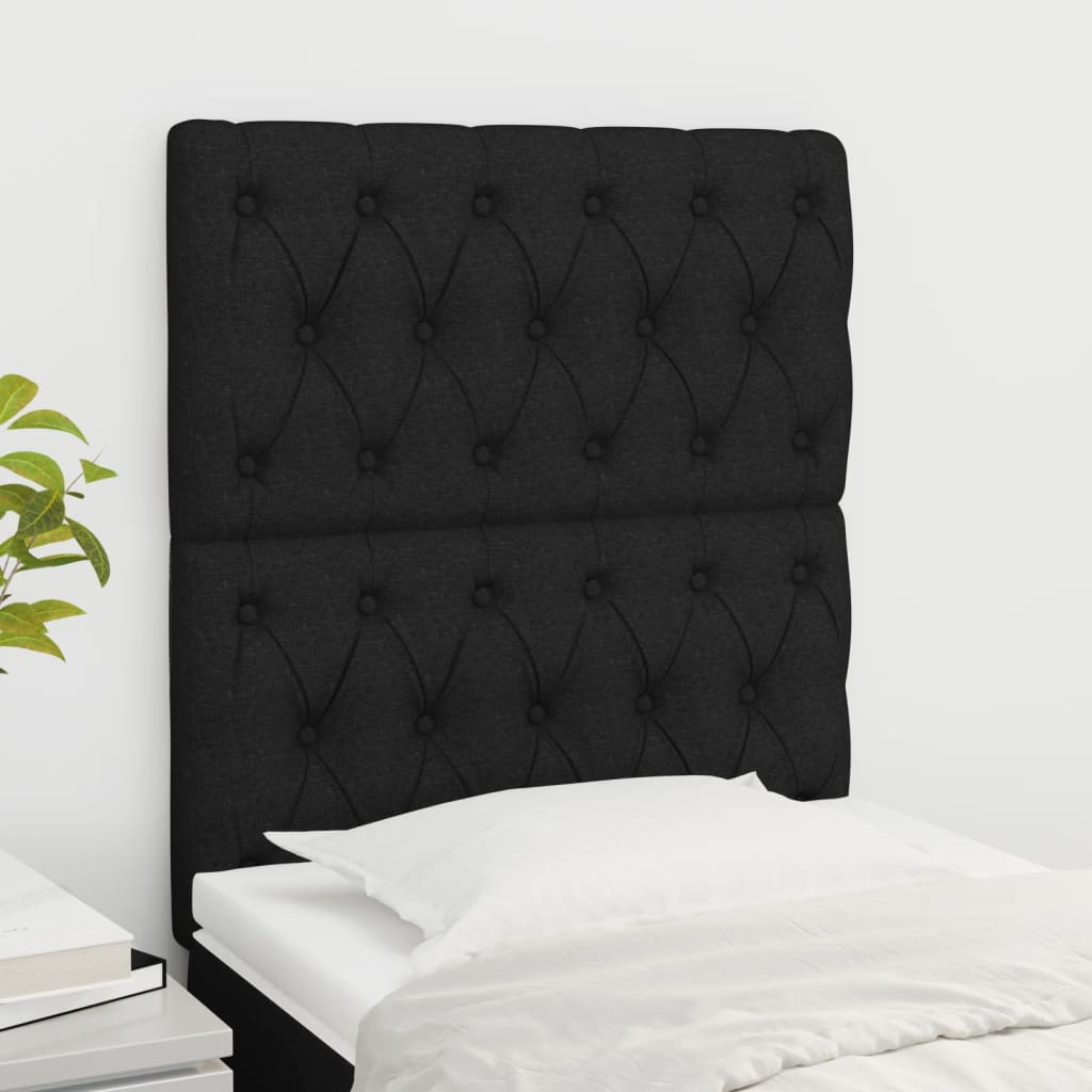 Čelo Postele 2 Ks Černé 100X7X78/88 Cm Textil Černá