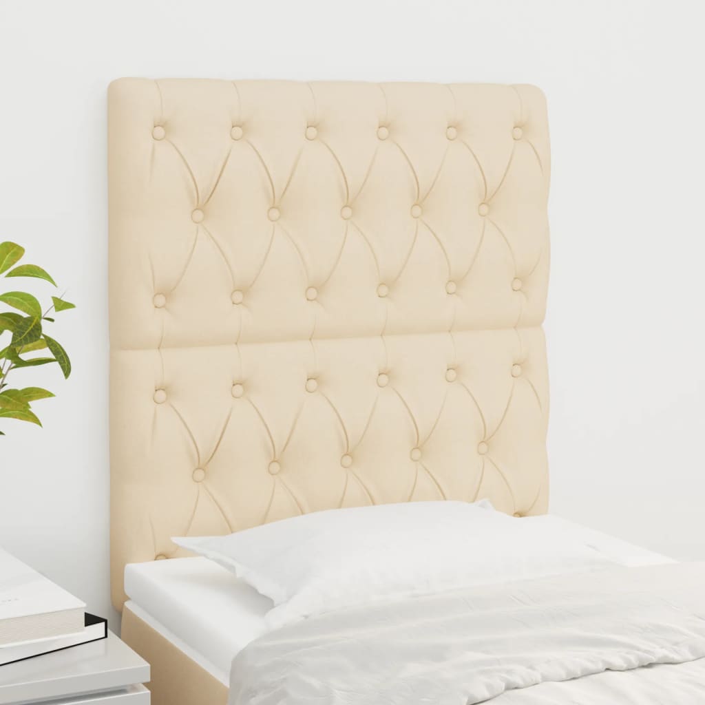 Čelo Postele 2 Ks Krémové 90X7X78/88 Cm Textil Krémová