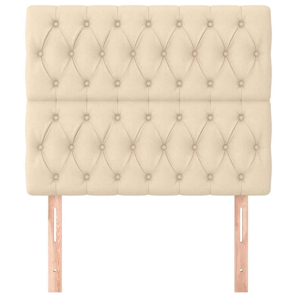 Čelo Postele 2 Ks Krémové 90X7X78/88 Cm Textil Krémová