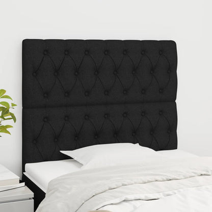 Čelo Postele 2 Ks Černé 100X7X78/88 Cm Textil Černá