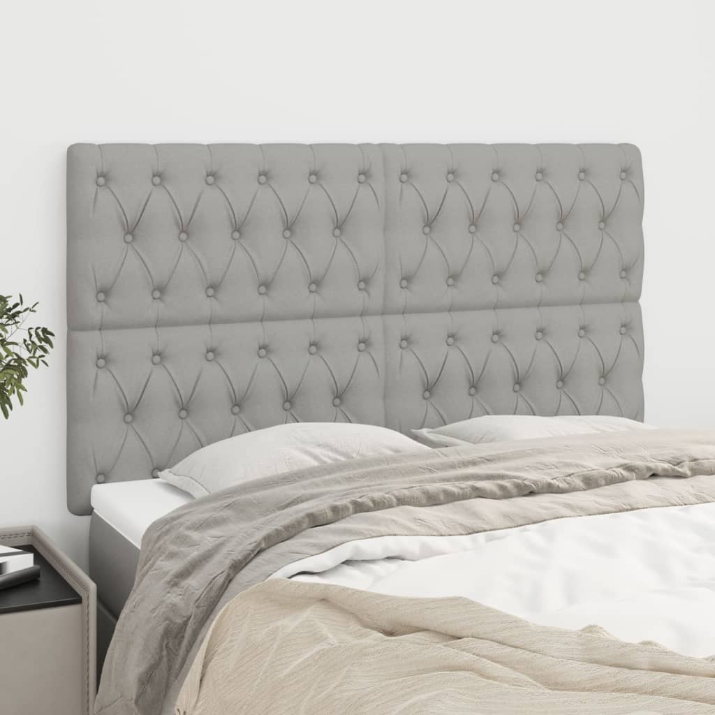 Čelo Postele 4 Ks Světle Šedé 80X7X78/88 Cm Textil Světle Šedá