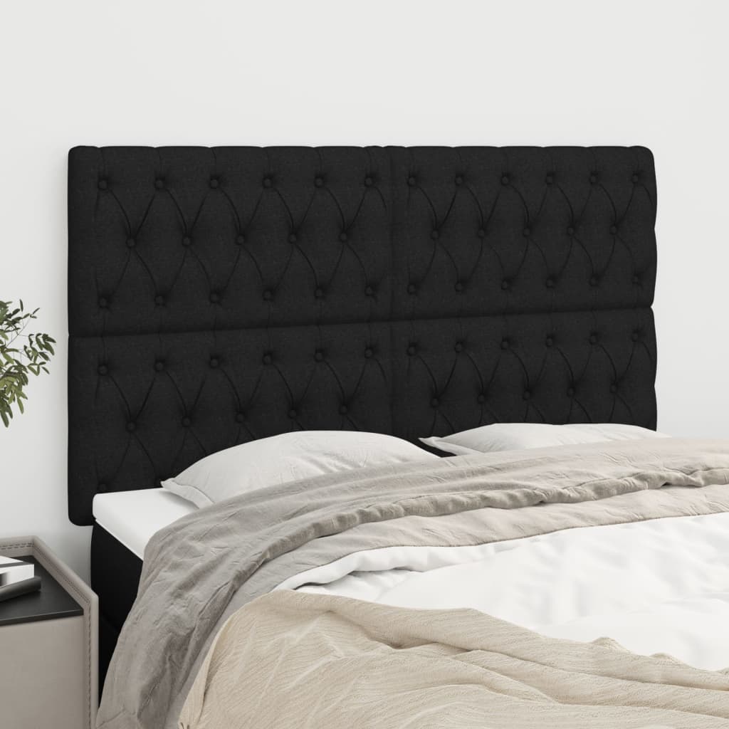 Čelo Postele 2 Ks Černé 100X7X78/88 Cm Textil Černá