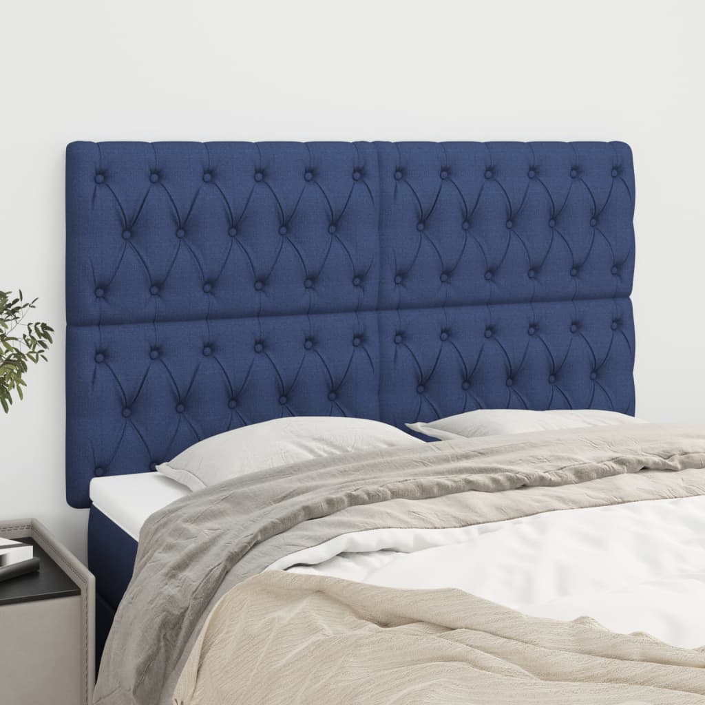 Čelo Postele 4 Ks Modré 90 X 7 X 78/88 Cm Textil Modrá